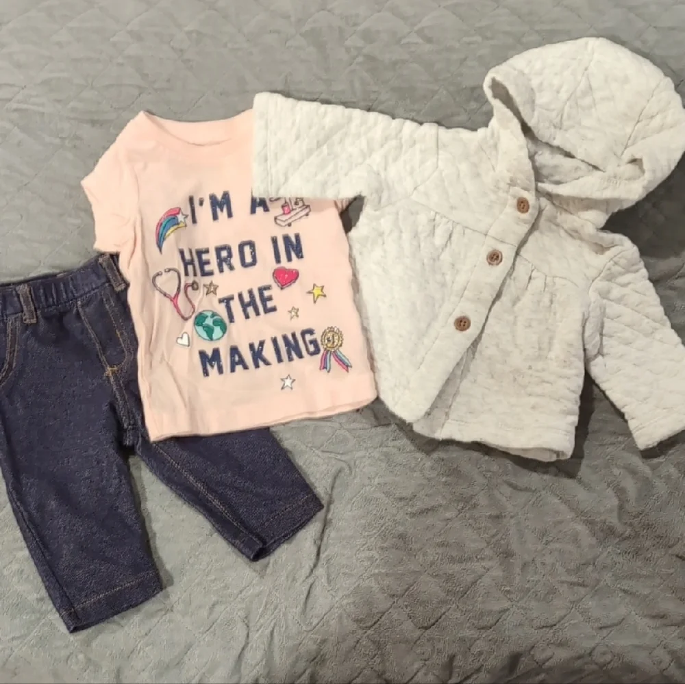 Carter's 3M Baby Outfit with Graphic Tee and Quilted Jacket